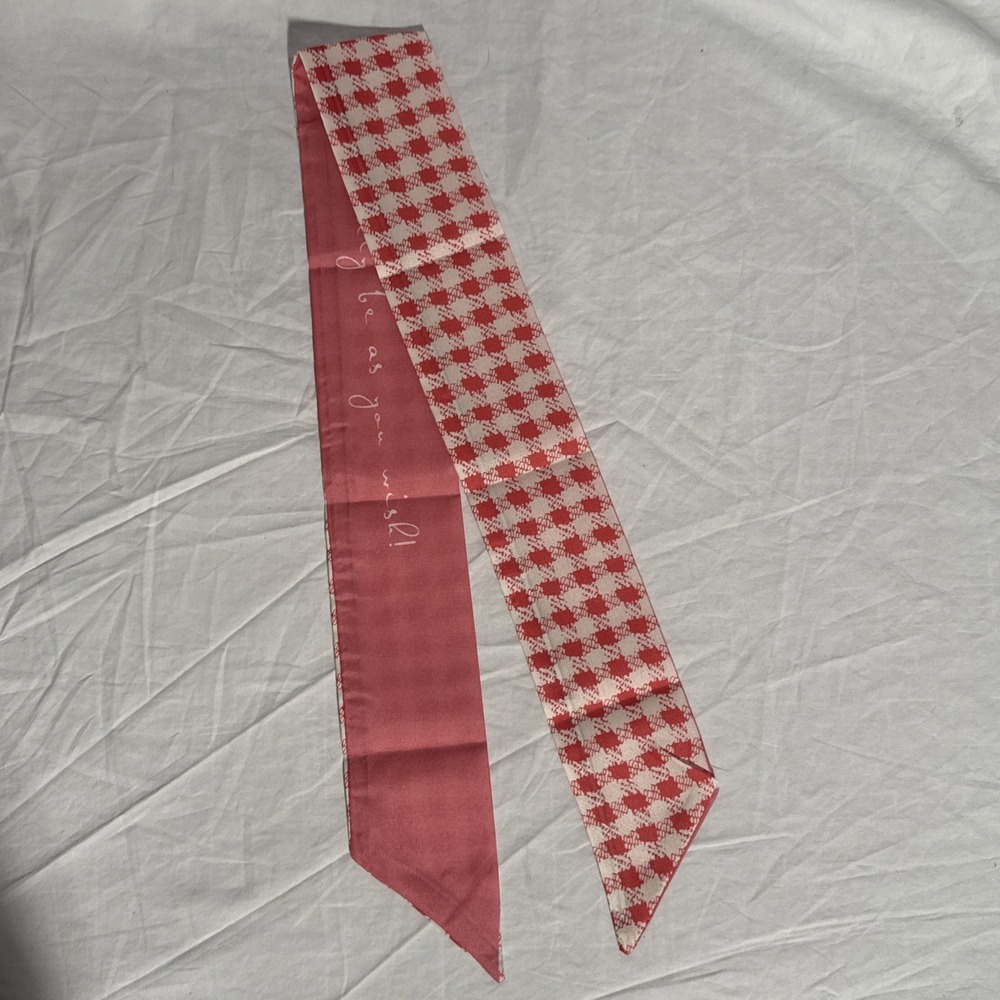 Red & White Plaid Ladies Purse Hair Scarf With Message On Back New